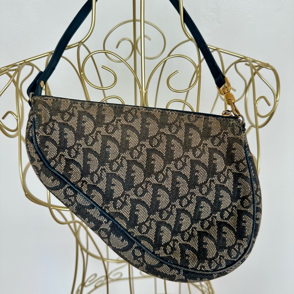 Dior Navy Blue and Cream Shoulder Bag